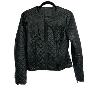 Max Jean Black Vegan Faux Leather Moto Jacket S